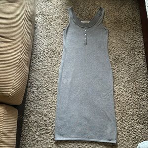 One day grey cotton /cashmere midi dress
